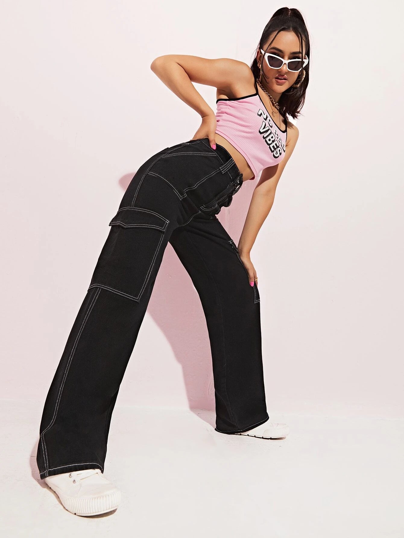 High Waist Side Pocket Jeans