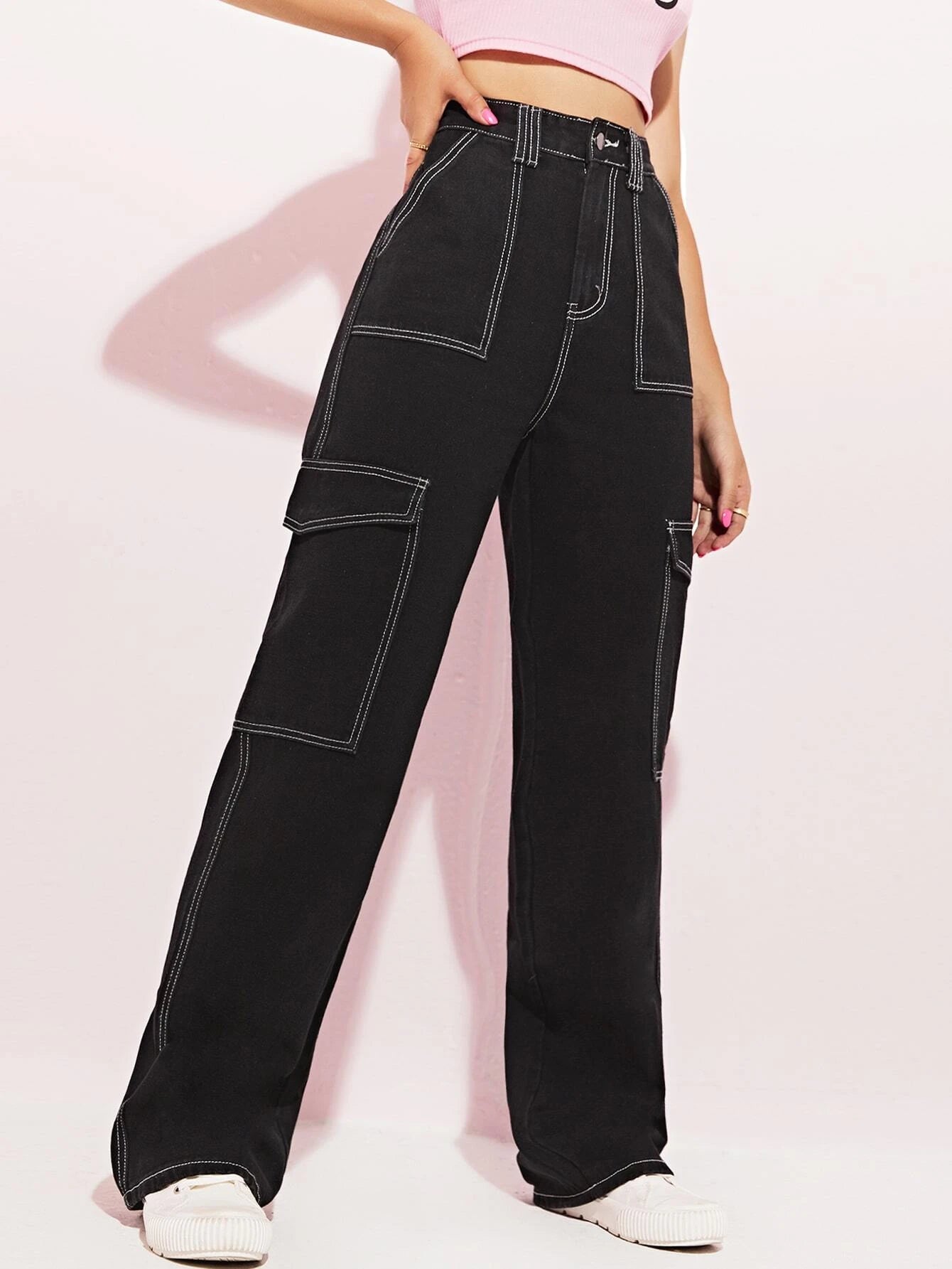 High Waist Side Pocket Jeans